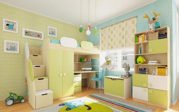 Детская комната Эппл (Зеленый/Белый/корпус Клен) в Лесосибирске - lesosibirsk.mebel54.com | фото
