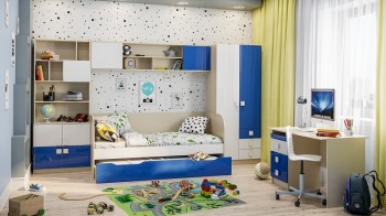 Детская комната Скай Люкс (Синий/Белый/корпус Клен) в Лесосибирске - lesosibirsk.mebel54.com | фото
