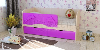 Друзья Кровать детская 2 ящика 1.6 Фиолетовый глянец в Лесосибирске - lesosibirsk.mebel54.com | фото