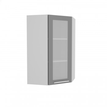 Гарда ВПУС 550 шкаф верхний угловой со стеклом высокий (Серый Эмалит/корпус Серый) в Лесосибирске - lesosibirsk.mebel54.com | фото