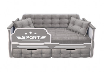 Кровать 160 серии Спорт 2 ящика 45 Серый (подушки) в Лесосибирске - lesosibirsk.mebel54.com | фото