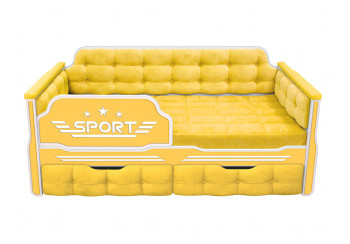 Кровать 160 серии Спорт 2 ящика 74 Жёлтый (мягкие боковые накладки) в Лесосибирске - lesosibirsk.mebel54.com | фото