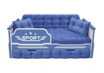 Кровать 160 серии Спорт 2 ящика 85 Синий (подушки) в Лесосибирске - lesosibirsk.mebel54.com | фото