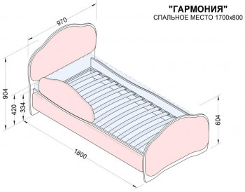 Кровать 170 Гармония 58 Молочный (мягкий бортик) в Лесосибирске - lesosibirsk.mebel54.com | фото