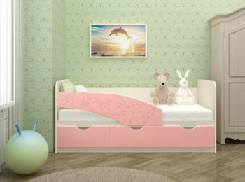 Кровать Бабочки 1,6м (Розовый металлик) в Лесосибирске - lesosibirsk.mebel54.com | фото