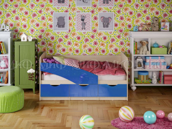 Кровать Бабочки 1,6м (Синий металлик) в Лесосибирске - lesosibirsk.mebel54.com | фото