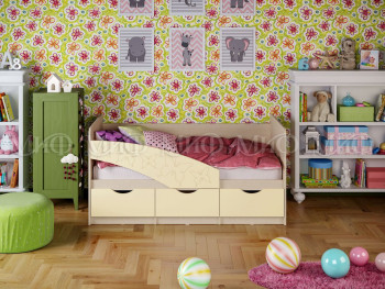 Кровать Бабочки 1,6м (Ваниль матовый) в Лесосибирске - lesosibirsk.mebel54.com | фото