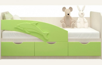 Кровать детская 1,6м Дельфин (Салатовый металлик) в Лесосибирске - lesosibirsk.mebel54.com | фото