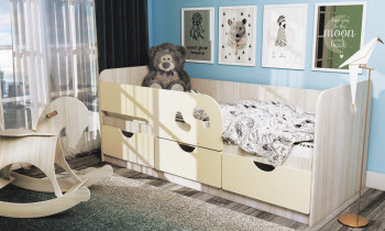 Кровать детская Минима Лего 1,86м с ящиками (дуб атланта/крем) в Лесосибирске - lesosibirsk.mebel54.com | фото