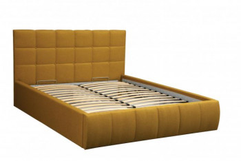 Кровать "Диана" ш. 1400 (Н=1010мм) (жаккард горчица) в Лесосибирске - lesosibirsk.mebel54.com | фото