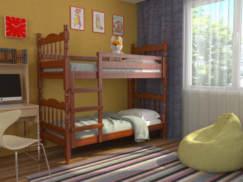 Кровать двухъярусная Соня из массива сосны 800*1890 Орех в Лесосибирске - lesosibirsk.mebel54.com | фото
