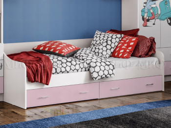 Кровать Fashion-1 Вега 0,9 м (Белый/Розовый) в Лесосибирске - lesosibirsk.mebel54.com | фото