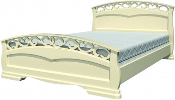 Кровать Грация-1 из массива сосны 1400*2000 Слоновая кость в Лесосибирске - lesosibirsk.mebel54.com | фото