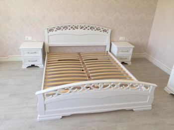 Кровать Грация-1 из массива сосны 1600*2000 Белый античный в Лесосибирске - lesosibirsk.mebel54.com | фото