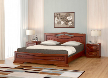 Кровать Карина-7 из массива сосны 1400*2000 Орех в Лесосибирске - lesosibirsk.mebel54.com | фото