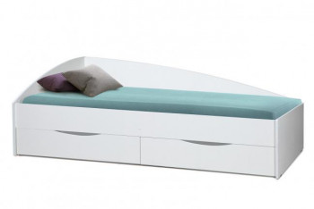 Кровать одинарная "Фея - 3" (асимметричная) (2000х900) New/(белый / белый / ДВПО белый) в Лесосибирске - lesosibirsk.mebel54.com | фото