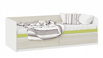 Кровать «Сканди» с 2 ящиками Дуб Гарден/Белый/Зеленый в Лесосибирске - lesosibirsk.mebel54.com | фото