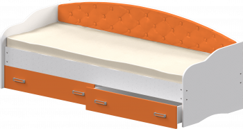 Кровать Софа-7 с мягкой спинкой (800х1900) Белый/Оранжевый в Лесосибирске - lesosibirsk.mebel54.com | фото