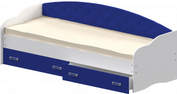 Кровать Софа-7 с мягкой спинкой (800х1900) Белый/Синий в Лесосибирске - lesosibirsk.mebel54.com | фото