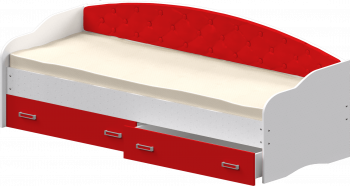 Кровать Софа-8 с мягкой спинкой (900х1900) Белый/Красный в Лесосибирске - lesosibirsk.mebel54.com | фото