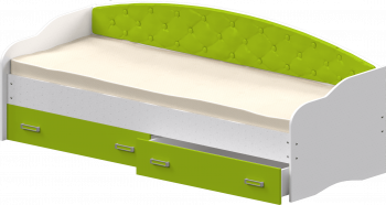 Кровать Софа-8 с мягкой спинкой (900х1900) Белый/Лайм в Лесосибирске - lesosibirsk.mebel54.com | фото
