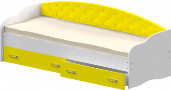 Кровать Софа-8 с мягкой спинкой (900х2000) Белый/Желтый в Лесосибирске - lesosibirsk.mebel54.com | фото