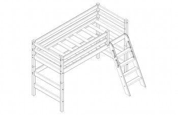 Кровать Соня вариант 6 полувысокая с наклонной лестницей Лаванда в Лесосибирске - lesosibirsk.mebel54.com | фото