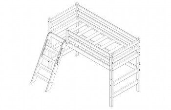 Кровать Соня вариант 6 полувысокая с наклонной лестницей Лаванда в Лесосибирске - lesosibirsk.mebel54.com | фото