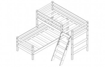Кровать Соня вариант 8 угловая с наклонной лестницей Лаванда в Лесосибирске - lesosibirsk.mebel54.com | фото