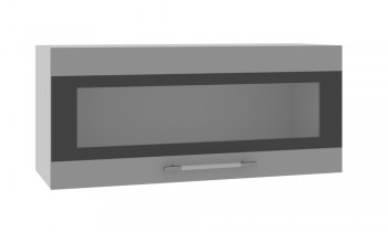 Норд ШВГС 800 Шкаф верхний горизонтальный со стеклом (Софт черный/корпус Белый) в Лесосибирске - lesosibirsk.mebel54.com | фото