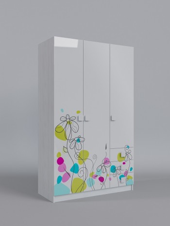Шкаф 3-х створчатый с ящиками Флёр (Белый/корпус Выбеленное дерево) в Лесосибирске - lesosibirsk.mebel54.com | фото