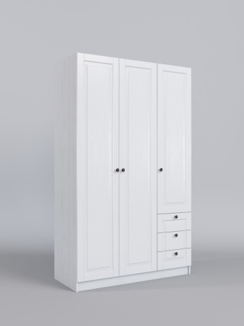 Шкаф 3-х створчатый с ящиками Классика (Белый/корпус Выбеленное дерево) в Лесосибирске - lesosibirsk.mebel54.com | фото