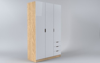 Шкаф 3-х створчатый с ящиками Лофт (Белый/корпус Дуб Сонома) в Лесосибирске - lesosibirsk.mebel54.com | фото