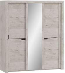 Шкаф трехдверный Соренто с раздвижными дверями Дуб бонифаций/Кофе структурный матовый в Лесосибирске - lesosibirsk.mebel54.com | фото
