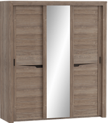 Шкаф трехдверный Соренто с раздвижными дверями Дуб стирлинг/Кофе структурный матовый в Лесосибирске - lesosibirsk.mebel54.com | фото
