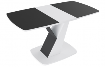 Стол обеденный «Гарда» Тип 1 (Белый/Стекло матовое черный графит) в Лесосибирске - lesosibirsk.mebel54.com | фото
